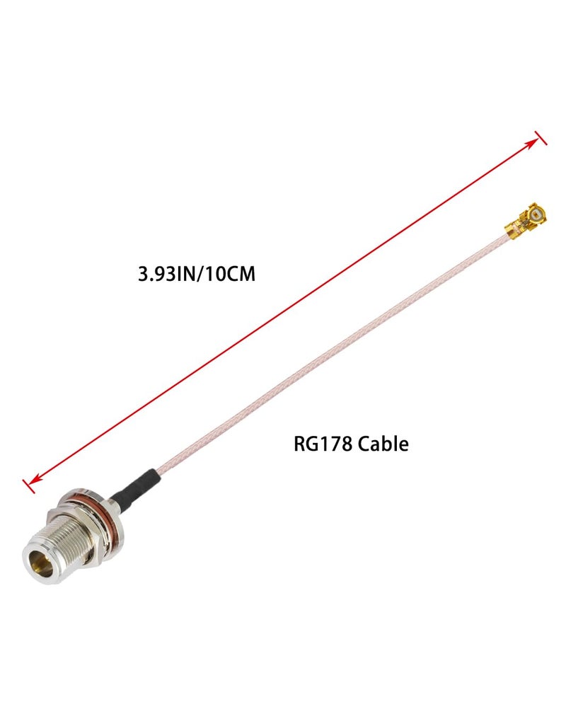 POBADY 2PCS U.F.L1 to N Type Female Low Loss Coaxial Cable 4" /10CM U.F.L1 RG178 Coaxial Pigtail Cable for Wireless Routers Mini PCIE Network Cards PCI Wi-Fi WAN Repeater - Image 5